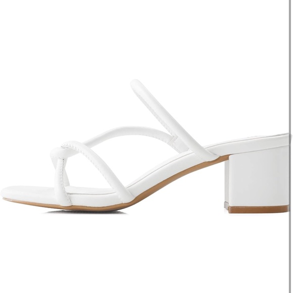 Shoe'N Tale Strappy Heels Low Block Heeled Sandals Square Toe SlipOn Slide Shoes - Picture 2 of 6
